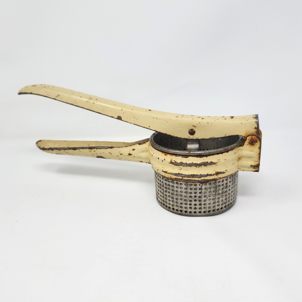 Vintage Enameled‎ Metal Potato Ricer, Kitchen Tool